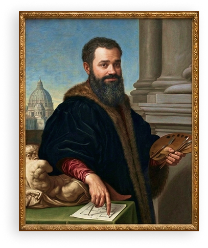 Retrato de Rafael Lucchesi em estilo renascentista, ao estilo de Michelangelo