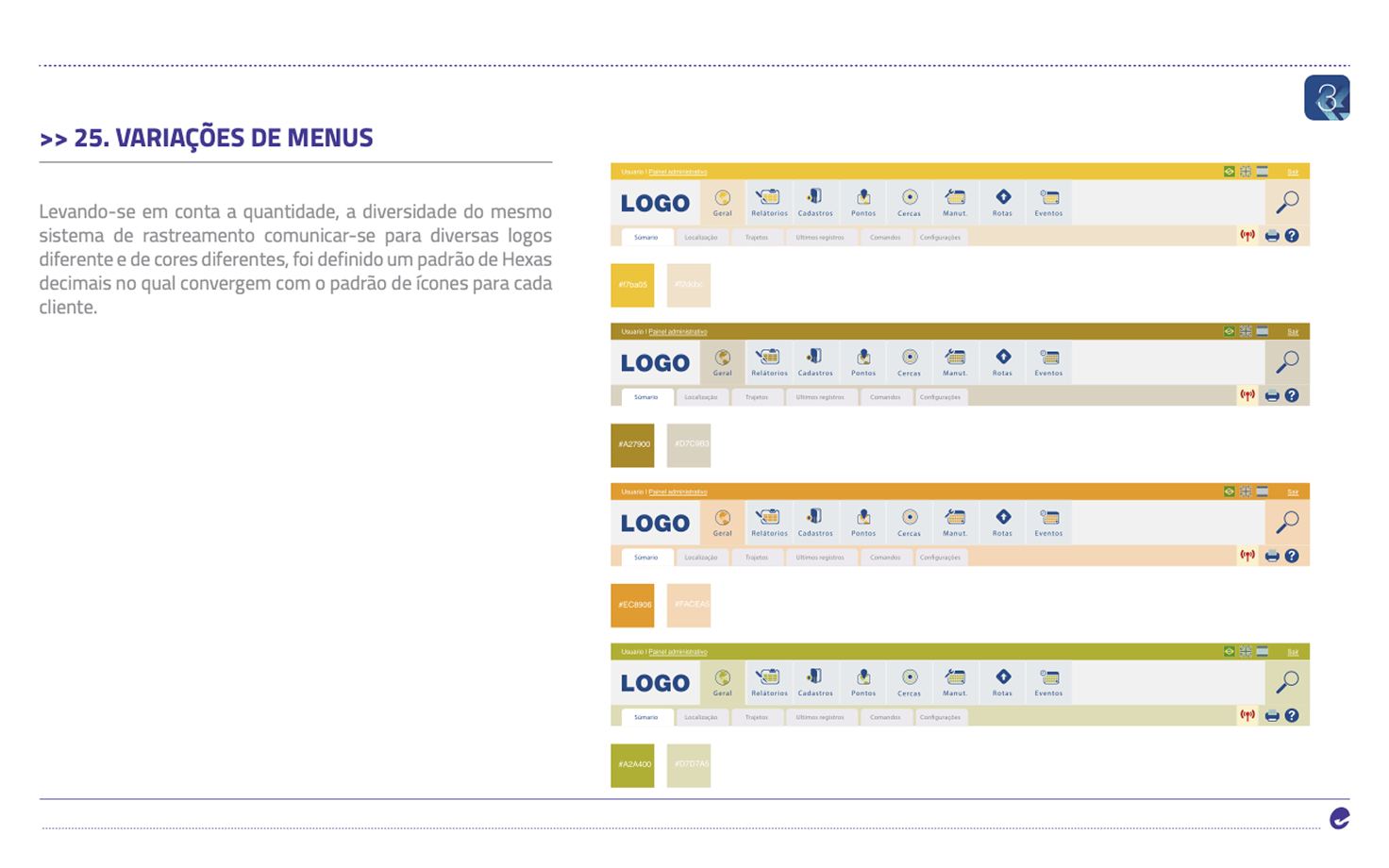 Menu multibrand do sistema Getrak, adaptável a diferentes clientes